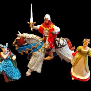 LOT OF PAPO MEDIEVAL FIGURES KNIGHT HORSE FAIR LADY FRENCH QUEEN FANTASY TOYS